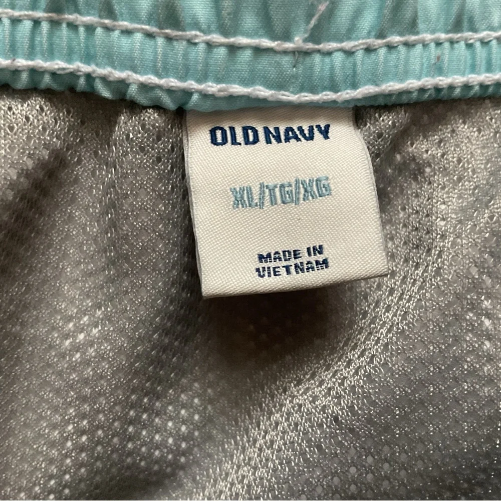 Old Navy White Swim Shorts with Navy & Light Blue Floral Print